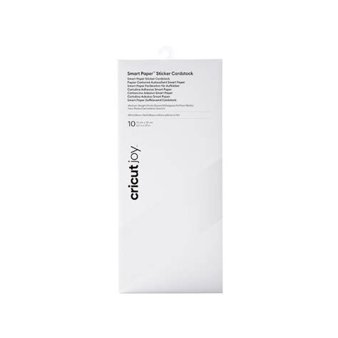 Cricut Joy Smart Paper Sticker Cardstock, White; 10 sheets 5.5" x 13" (13.9 cm x 33 cm) in White; Skip the glue for hassle-free paper projects; Works without a cutting mat – just load & go!; Smooth, medium weight (210 gsm / 78 lb)